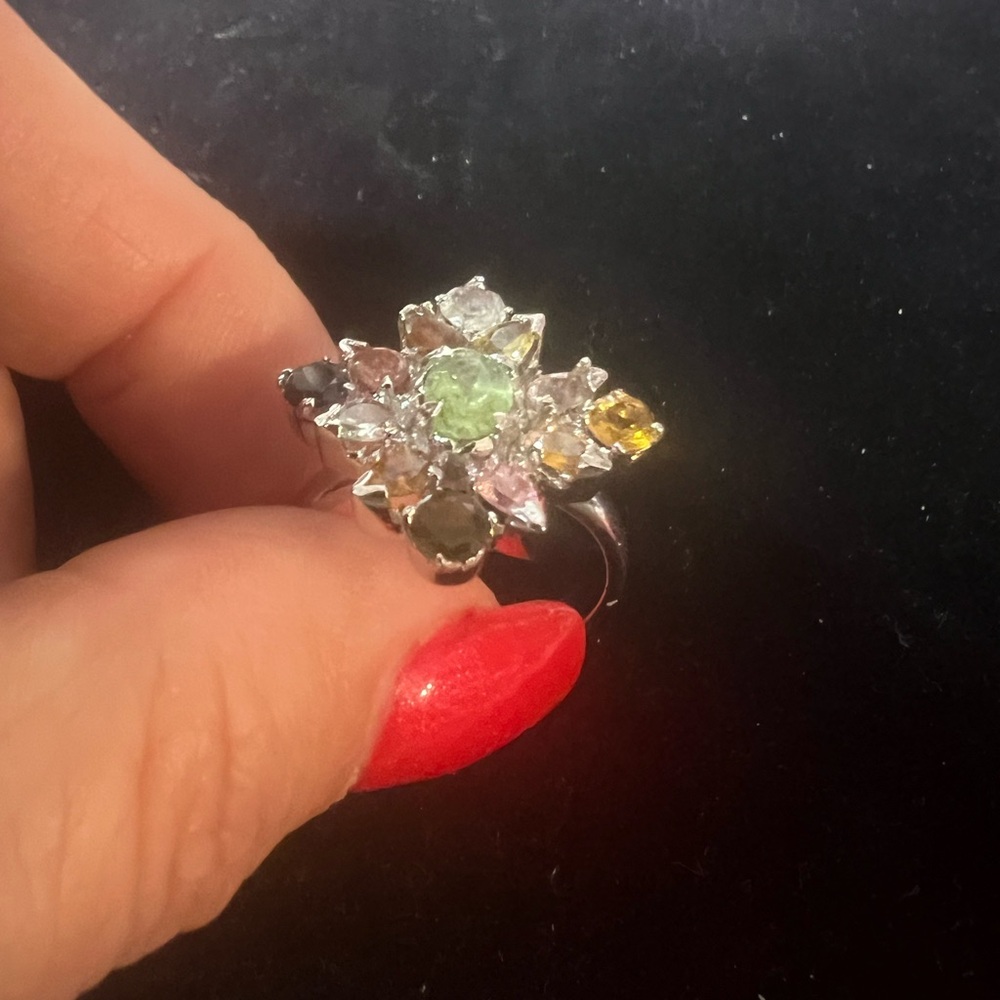 925 Sterling Silver Multi Gemstone Ring - image 6